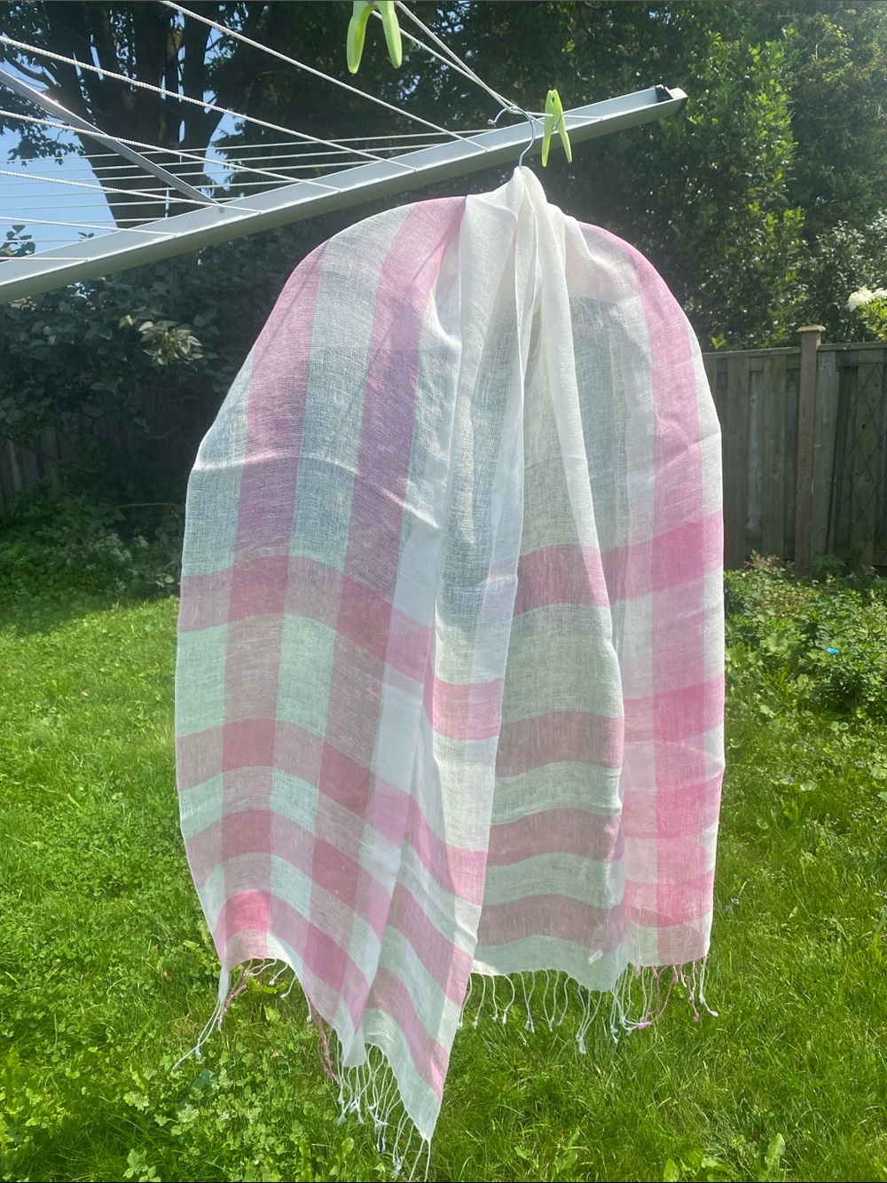 Talbots Pink and White Lightweight Striped Scarf